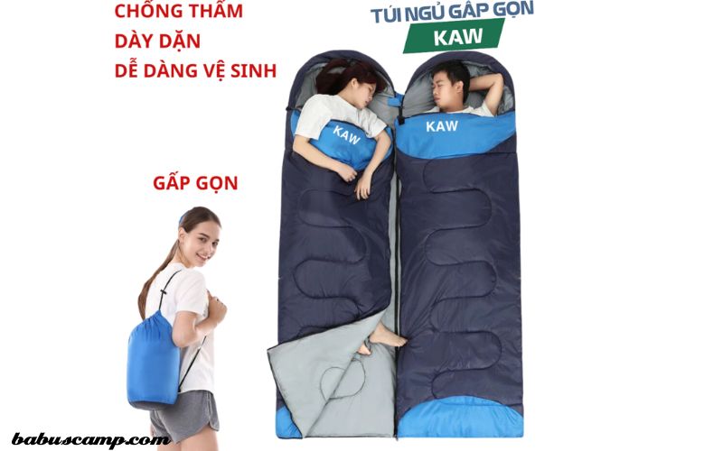 Túi Ngủ Gấp Gọn Cao Cấp KAW Loại 1.3KG Chất Lượng Tốt