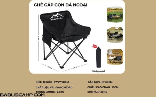 Ghế Camping gấp gọn có thể điều chỉnh độ cao